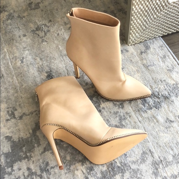 Liliana Shoes - Tan heeled over the ankle booties